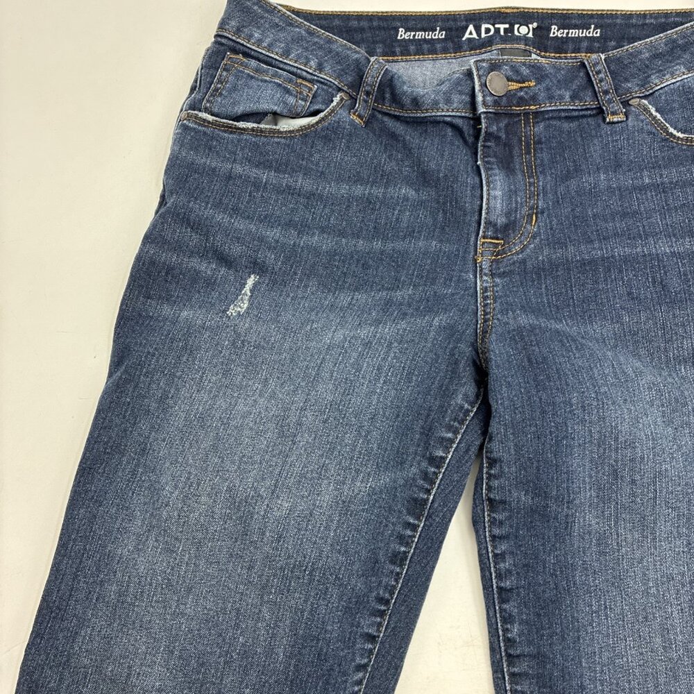 Apt 9 Womens Size 10 Bermuda Shorts Blue Denim Mid Rise Casual Jean Summer - Picture 2 of 5